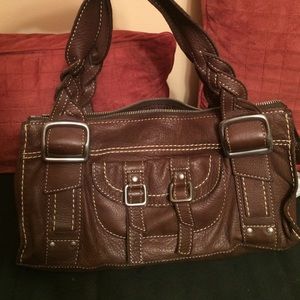 Brown leather handbag