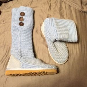 Light blue knit UGG boots