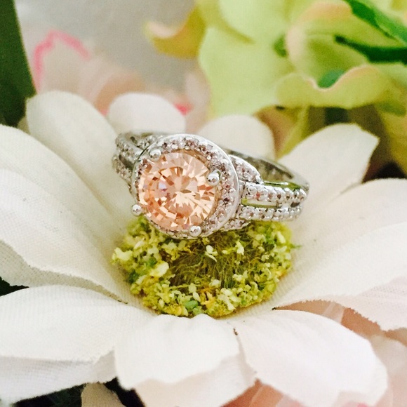 🆕 Champagne Morganite Sterling Silver Ring Size 5