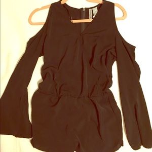 SOLD Black shorts jumpsuit with cut-outs in sleeve