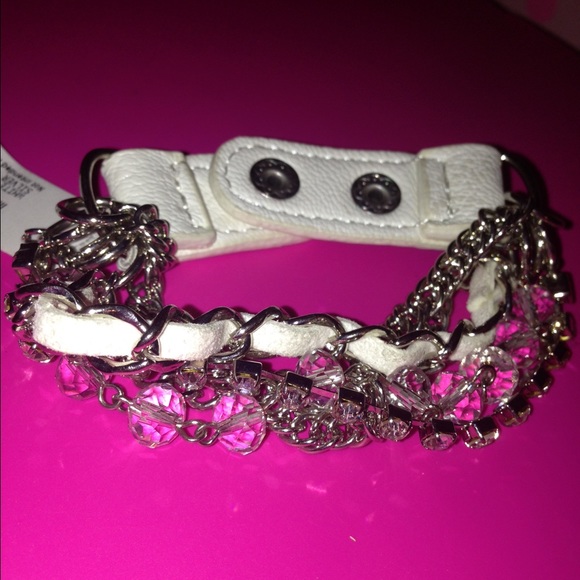 white layered bracelet.