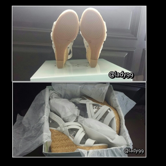 Wedge platform sandals / White cork wedges - Picture 2 of 4