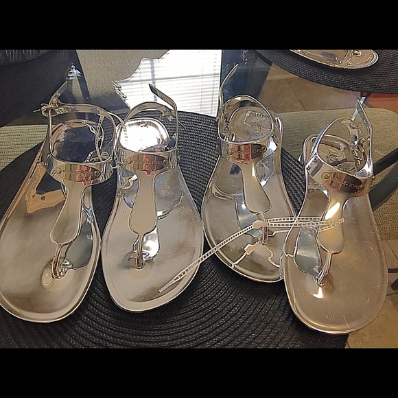 New Michael Kors silver metallic sandals