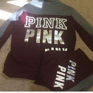 Vs PINK burgundy and gray set