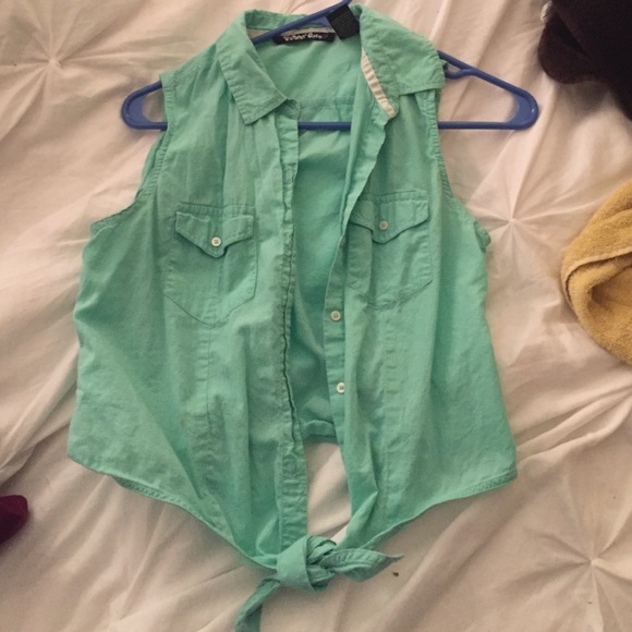 Mint green tie crop top!