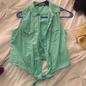 Mint green tie crop top!