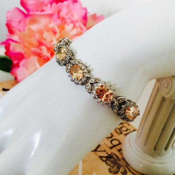 🆕Morganite Sterling Silver Crystal Bracelet