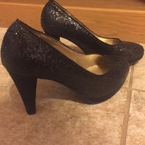 Black sparkly high heels