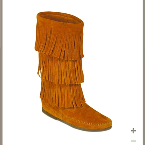 Minnetonka Women's Hi 3-Layer Fringe Boots size 9