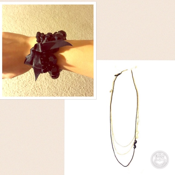 NWT Aldo Bundle of Blk Bead Bracelets + Necklaces