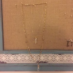Banana Republic crystal gold chains necklace set