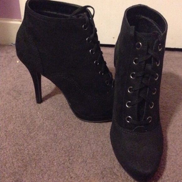 Suede Lace Up Booties - Picture 1 of 3