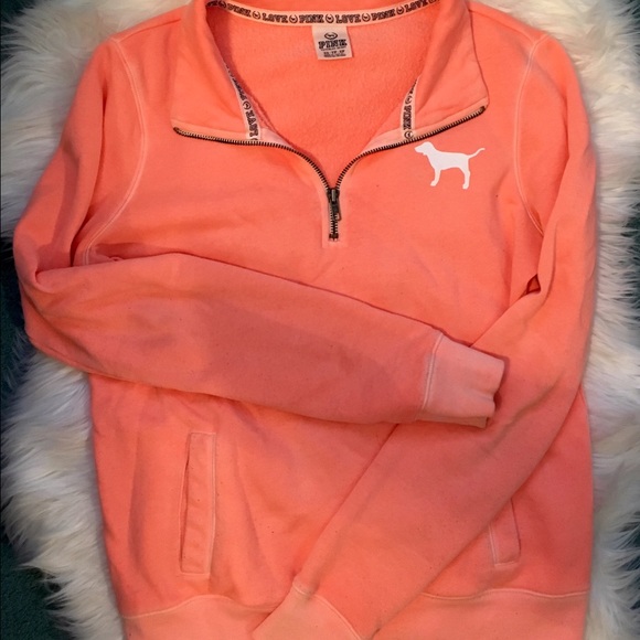 XS bright orange half zip up sweatshirt