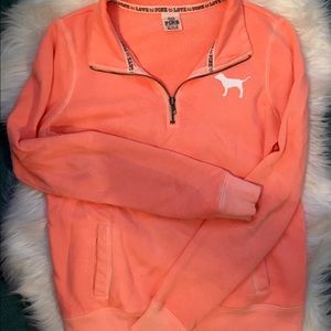 XS bright orange half zip up sweatshirt