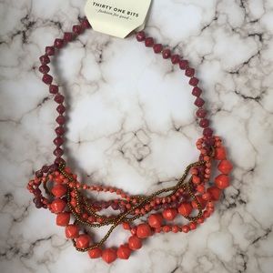 31Bits Brown and Red Necklace Chunky Beaded Bundle