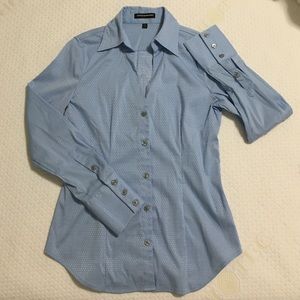 Express Fun Texture Light Blue Button Down - NWOT
