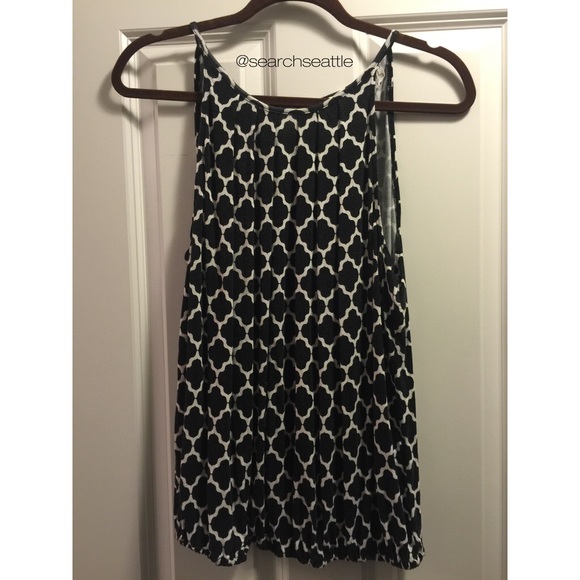 Black & White Patterned Cotton Tank {L}