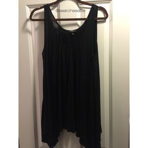 Black Cotton Loose Fit Tank Top {L}