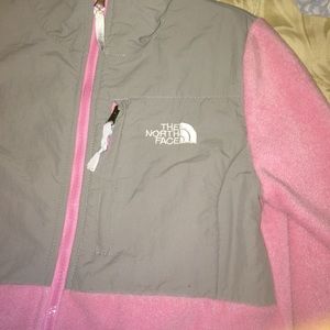 Pink and gray north face jacket