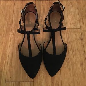 Black Suede Strappy Flats
