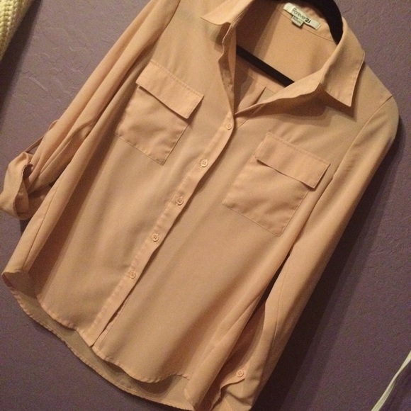 Sheer blush/pink button down