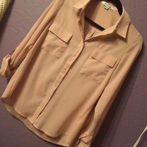 Sheer blush/pink button down