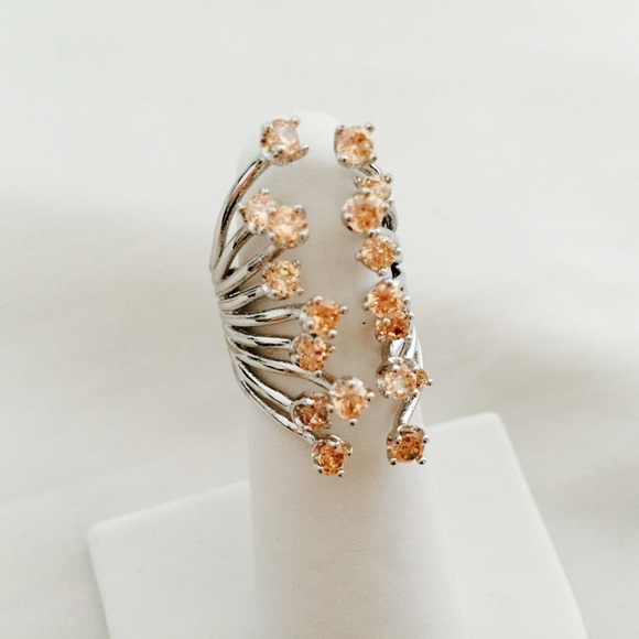 🆕 Champagne Morganite Sterling Silver Ring Size 6