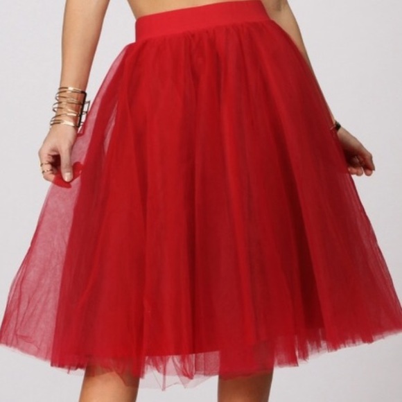 Worn once , size medium , red tulle skirt ..
