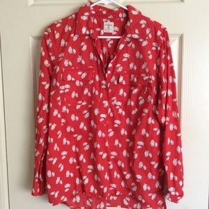 Red owls pop over shirt