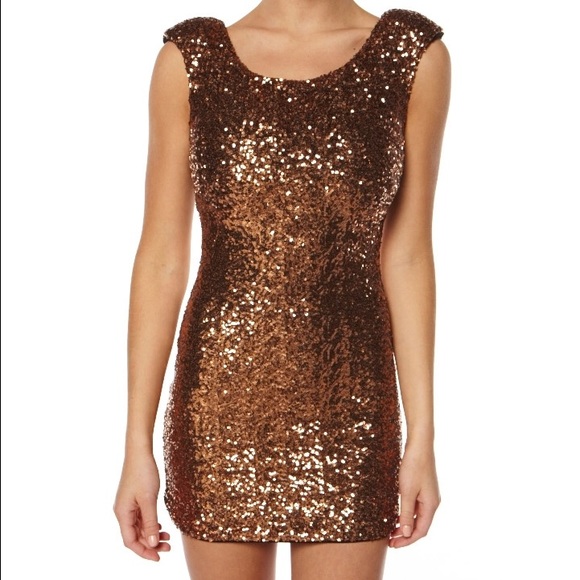 Mink Pink sequined bronze cocktail dress - Picture 4 of 4