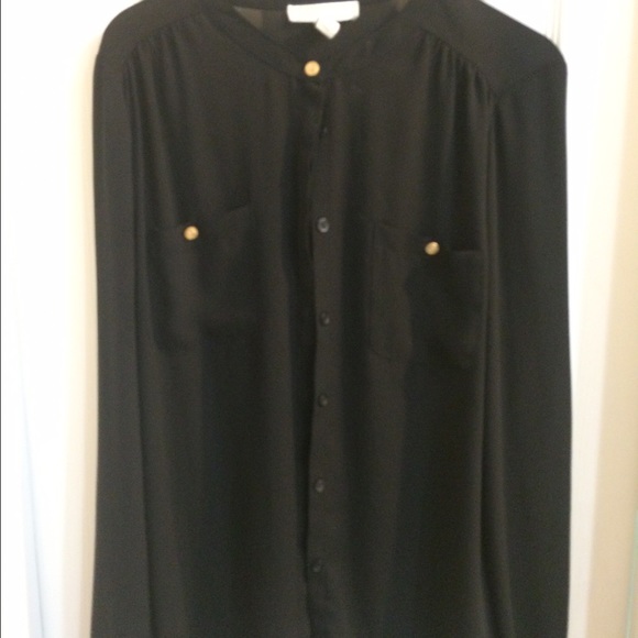 Black sheer long sleeve blouse