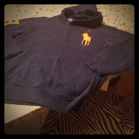 Youth M Navy and Orange Polo Hoodie