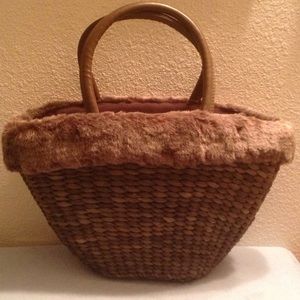 Bath & Body Works faux fur Straw Bag