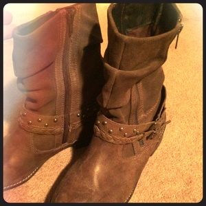 Brown cowboy slouch ankle booties