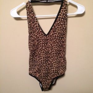 Leopard Print Halter Leotard