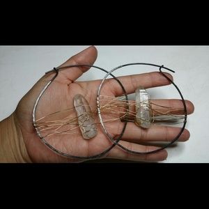 Handmade Hammered Quartz Earrings