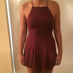 Cross Back Burgundy Dress