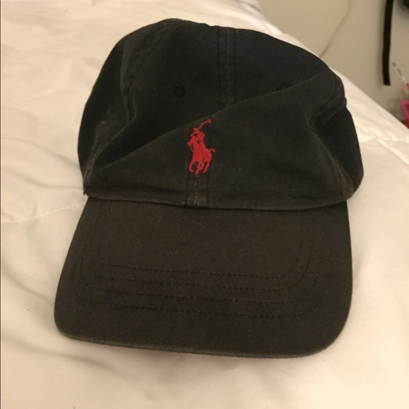 black red polo hat