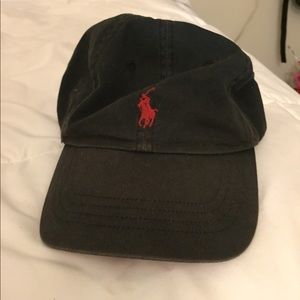 black and red polo hat