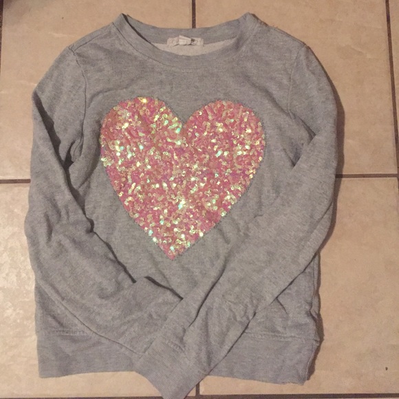 Gray Sweater with Pink sequin Heart size M