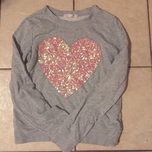 Gray Sweater with Pink sequin Heart size M
