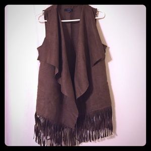 Brown fringe vest