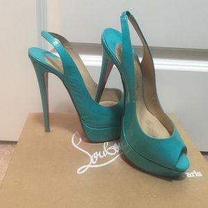 Christian Louboutin lady peep sling turquoise