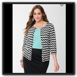 3/4 sleeve chevron print cardigan