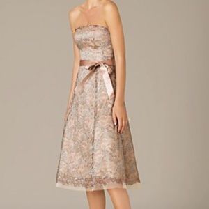 BCBG Strapless Metallic-Lace Party Dress
