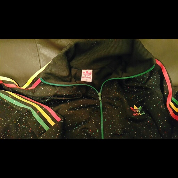 Adidas zipper jacket (black and rasta)