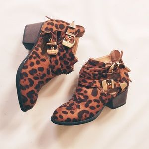 Leopard Print Cutout Booties