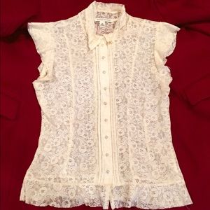 Banana Republic Lace and Pearl Button Top
