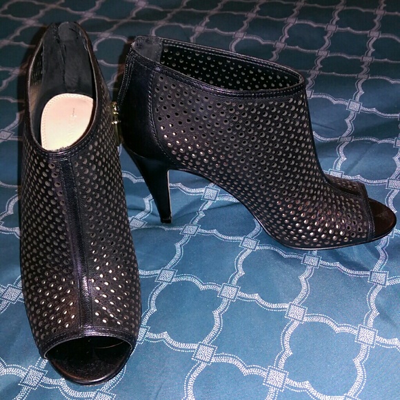 Perforated open toe booties