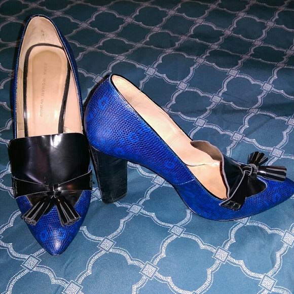 Zara block heel tassel loafers